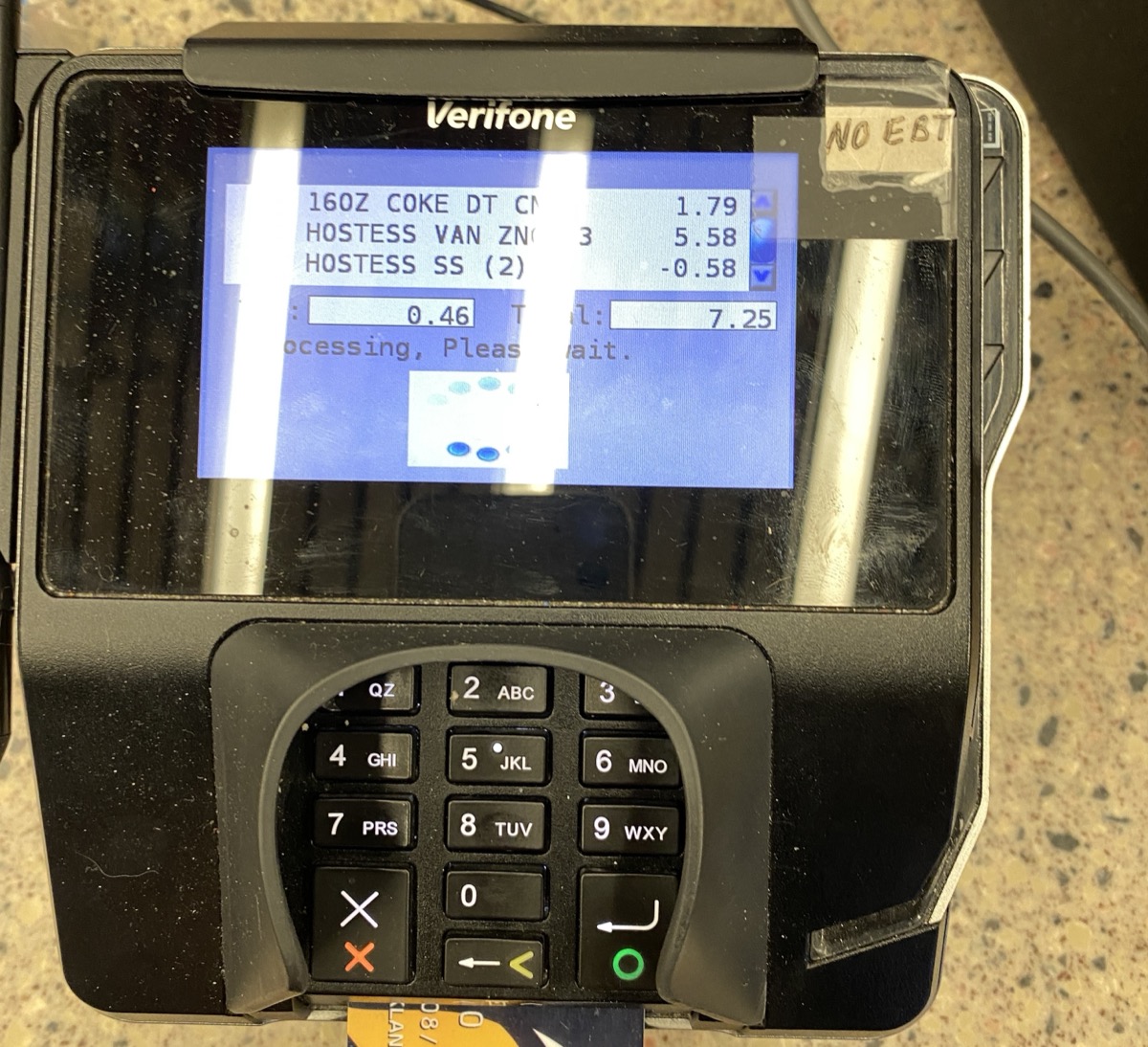 Verifone payment terminal with no EBT sign
